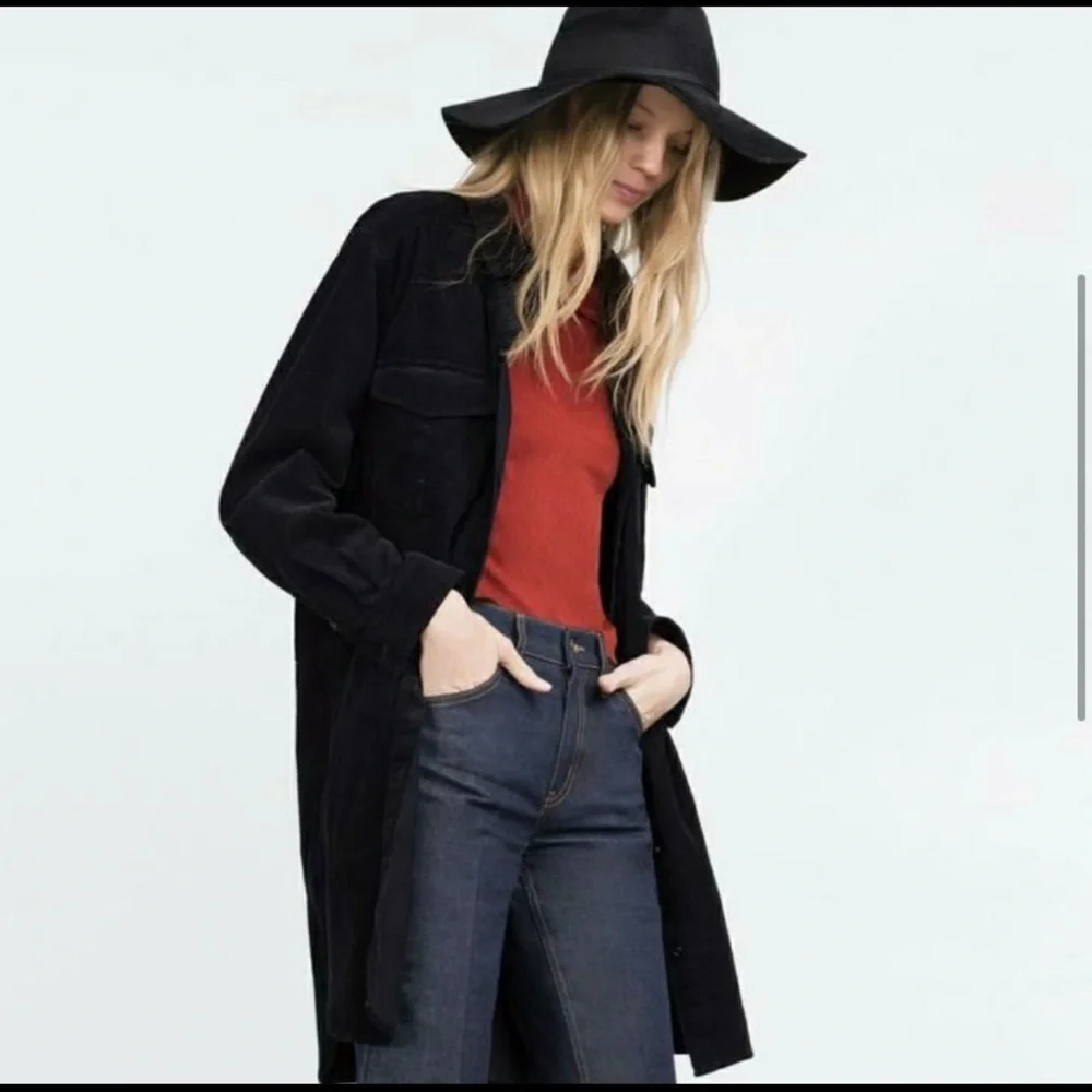 Zara Long Corduroy Overshirt Jacket
